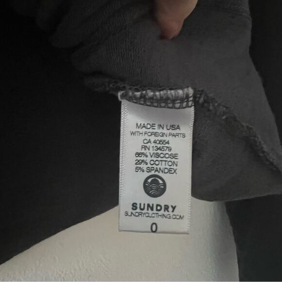 Sundry Black Striped Hooded Sweatshirt - Picture 5 of 6